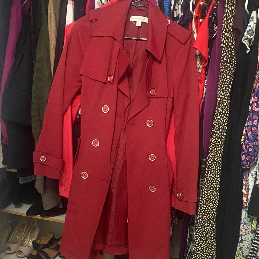 New York & Company Bold Red Trench Coat